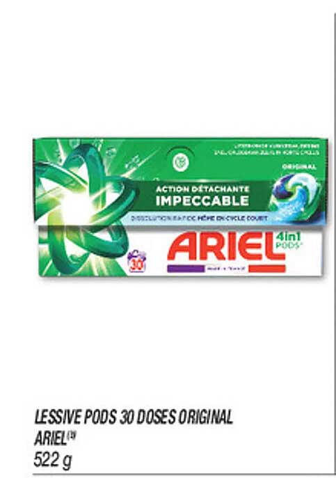 LESSIVE PODS 30 DOSES ORIGINAL ARIEL 522 g