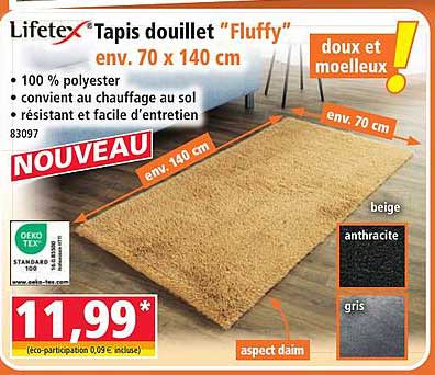 Lifetex® Tapis douillet “Fluffy” env. 70 x 140 cm