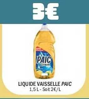 LIQUIDE VAISSELLE PAIC 1,5 L - Soit 2€/L