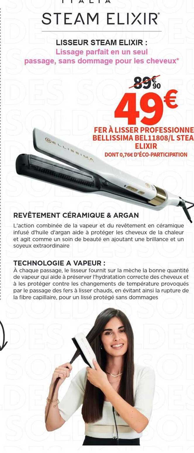 LISSEUR STEAM ELIXIR : Lissage parfait en un seul passage, sans dommage pour les cheveux*