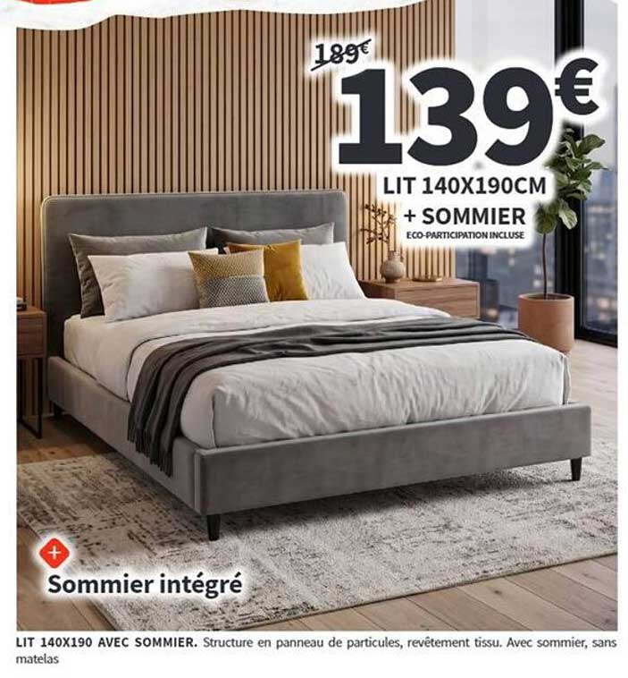 LIT 140X190 AVEC SOMMIER