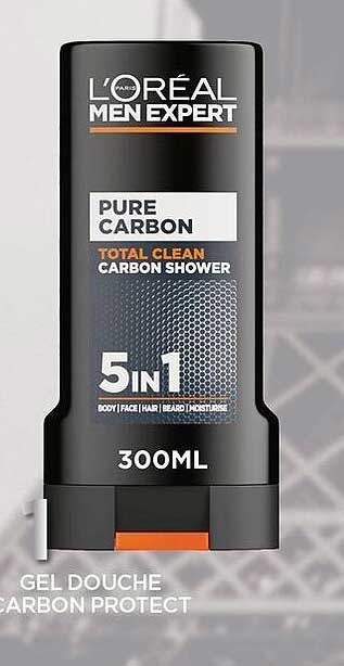 L'ORÉAL MEN EXPERT PURE CARBON TOTAL CLEAN CARBON SHOWER 5 IN 1 300ML