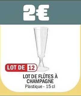 LOT DE 12 LOT DE FLÛTES À CHAMPAGNE Plastique - 15 cl
