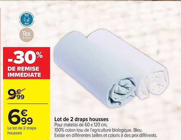 Lot de 2 draps housses