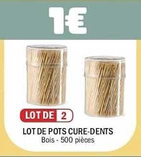 LOT DE 2 LOT DE POTS CURE-DENTS Bois - 500 pièces