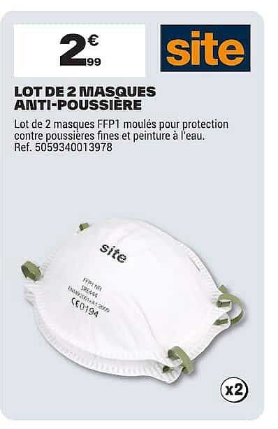 LOT DE 2 MASQUES ANTI-POUSSIERE