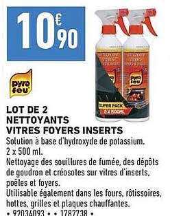 LOT DE 2 NETTOYANTS VITRES FOYERS INSERTS