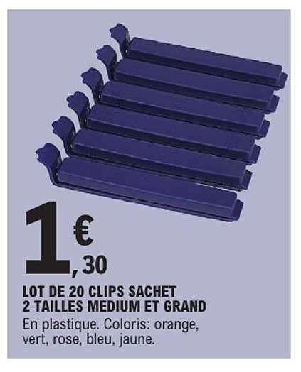 LOT DE 20 CLIPS SACHET 2 TAILLES MEDIUM ET GRAND