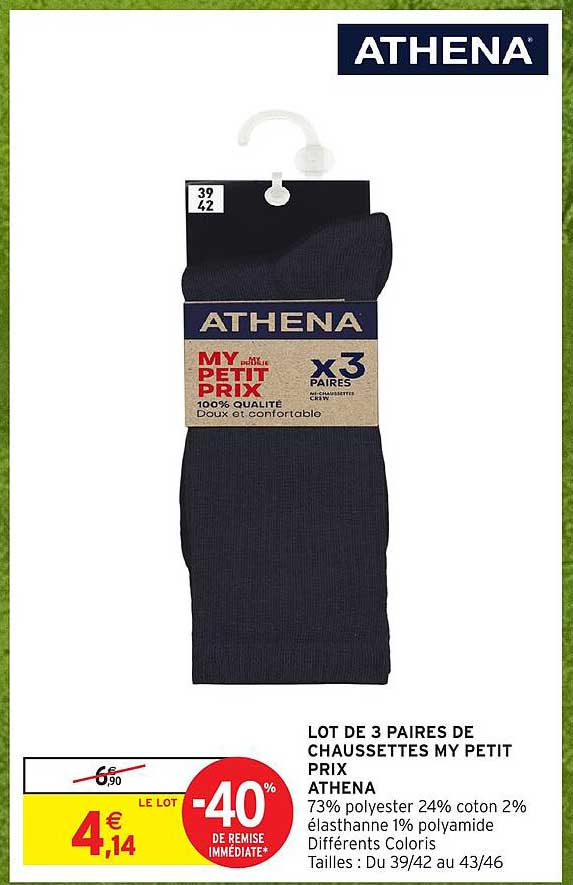 LOT DE 3 PAIRES DE CHAUSSETTES MY PETIT PRIX ATHENA