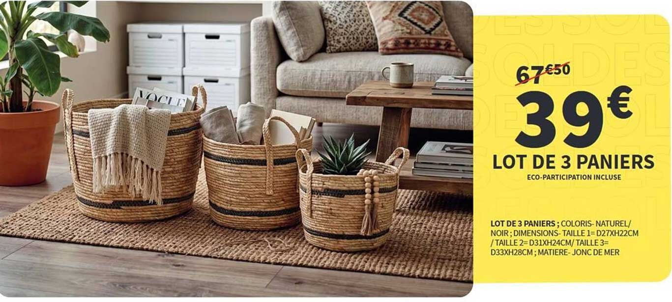 LOT DE 3 PANIERS