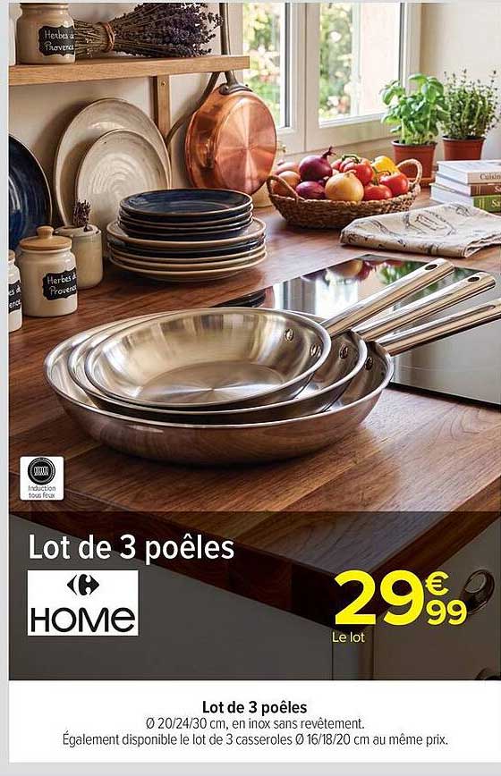 Lot de 3 poêles
