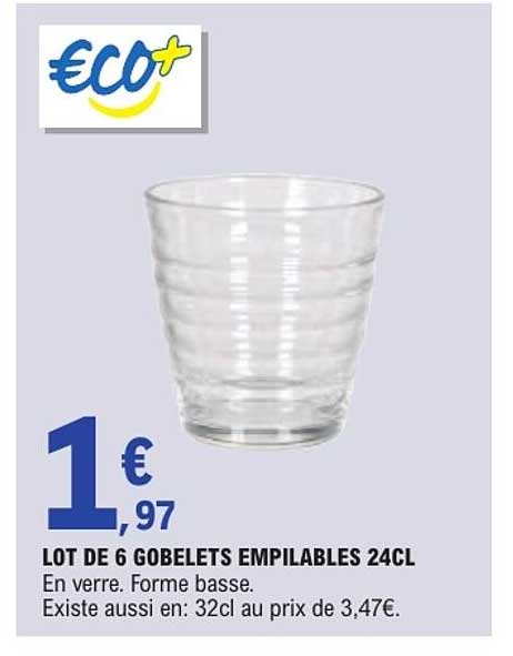 LOT DE 6 GOBELETS EMPILABLES 24CL