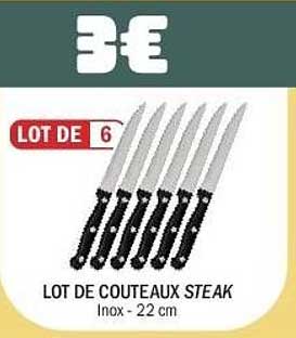 LOT DE 6 LOT DE COUTEAUX STEAK Inox - 22 cm