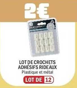 LOT DE CROCHETS ADHÉSIFS RIDEAUX