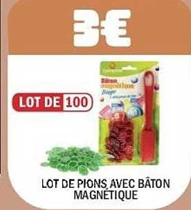 LOT DE PIONS AVEC BÂTON MAGNETIQUE