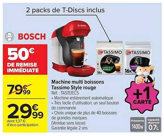 Machine multi boissons Tassimo Style rouge