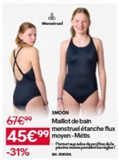 Maillot de bain menstruel étanche flux moyen - Métis