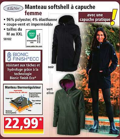 Manteau softshell à capuche femme