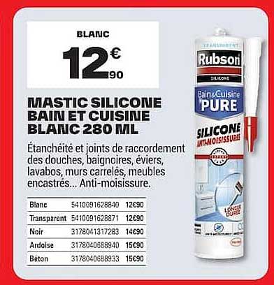 MASTIC SILICONE BAIN ET CUISINE BLANC 280 ML