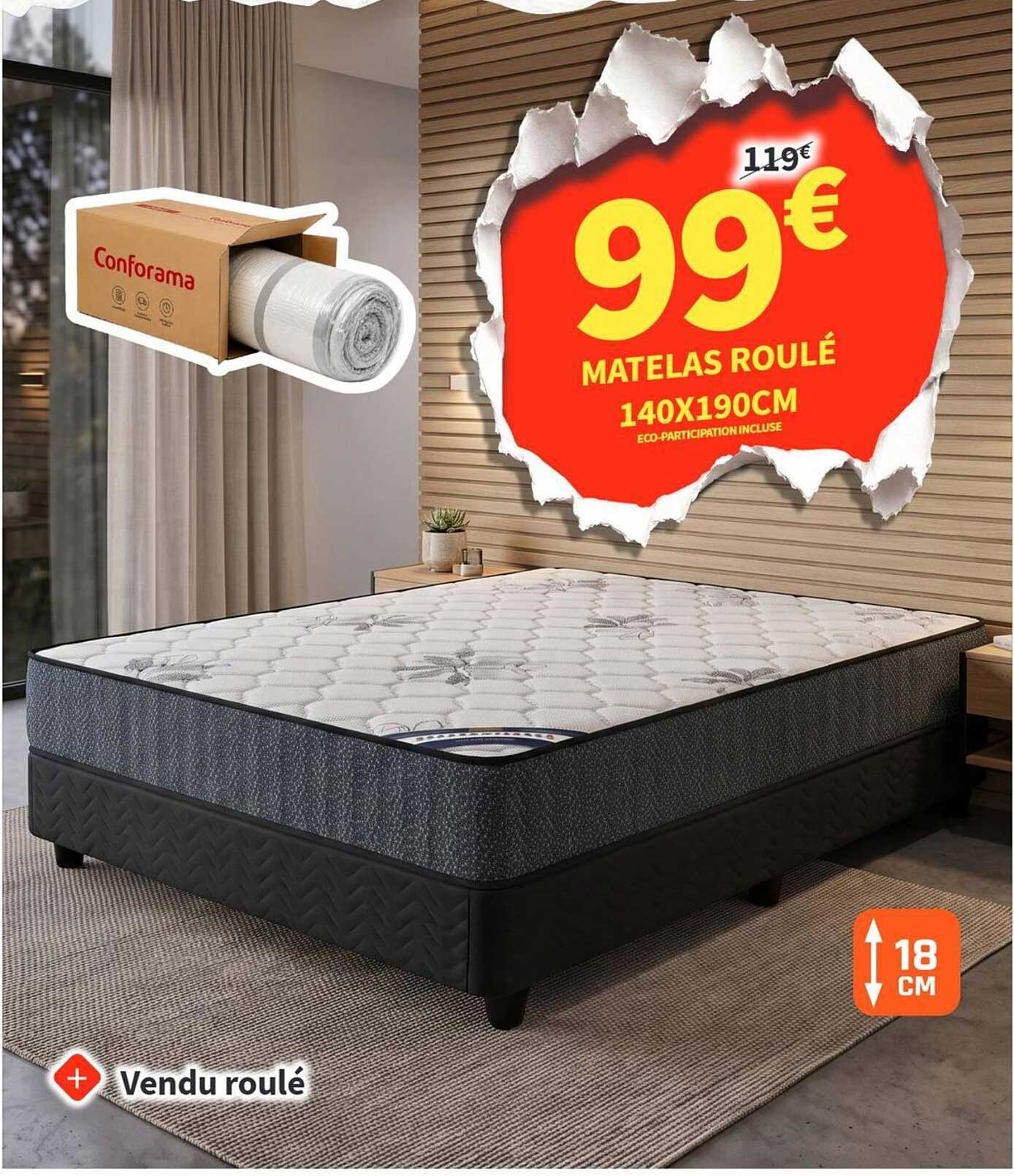 MATELAS ROULÉ 140X190CM