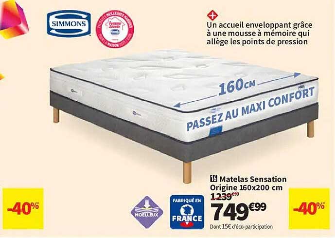 Matelas Sensation Origine 160x200 cm