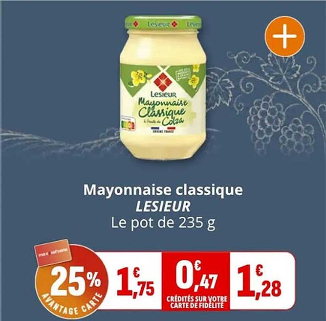 Mayonnaise classique LESIEUR Le pot de 235 g