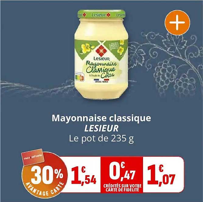 Mayonnaise classique LESIEUR Le pot de 235 g