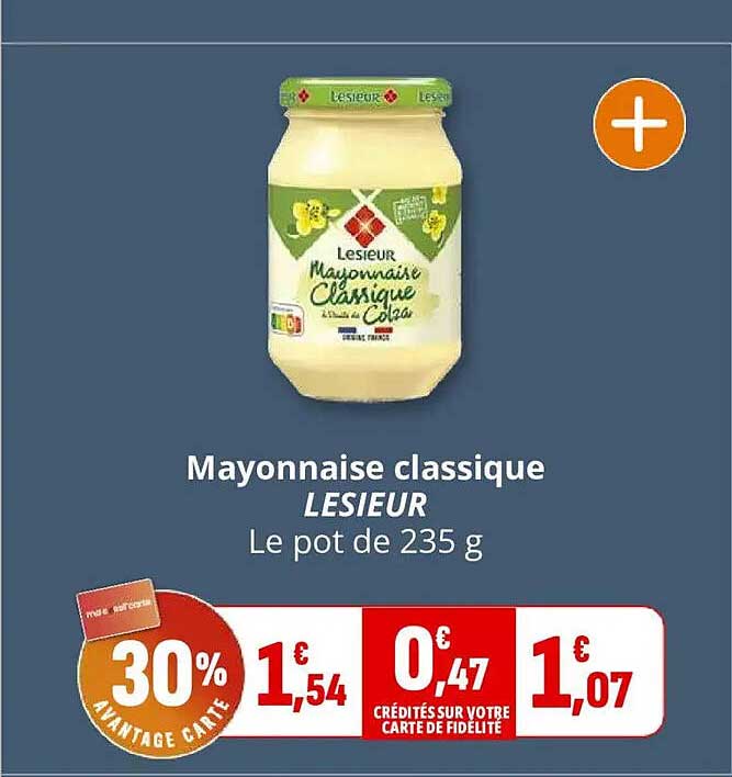 Mayonnaise classique LESIEUR Le pot de 235 g