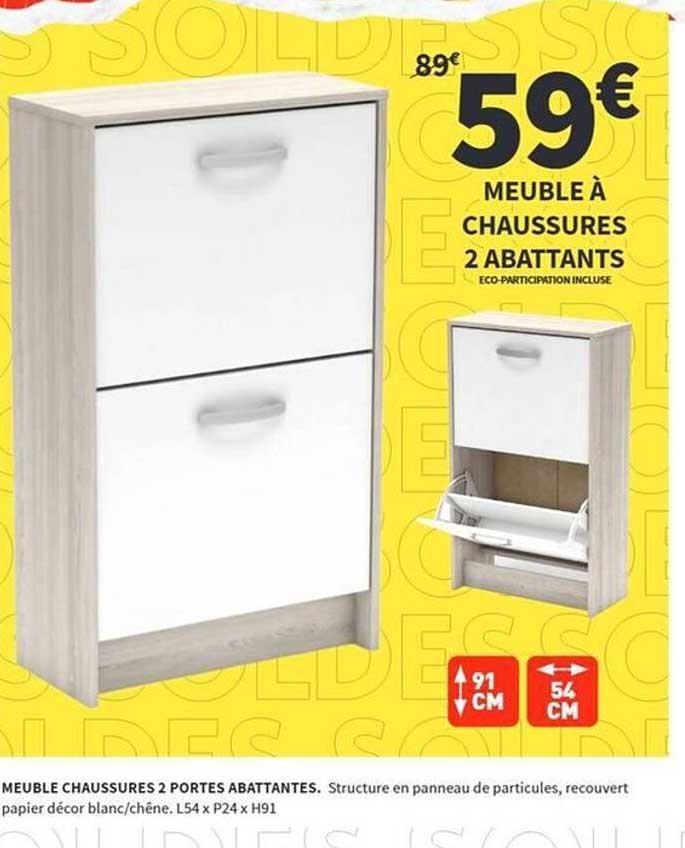 MEUBLE À CHAUSSURES 2 ABATTANTS