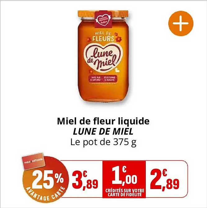 Miel de fleur liquide LUNE DE MIEL Le pot de 375 g