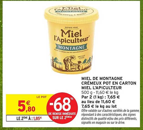 Miel de montagne crémeux pot en carton Miel l'Apiculteur
