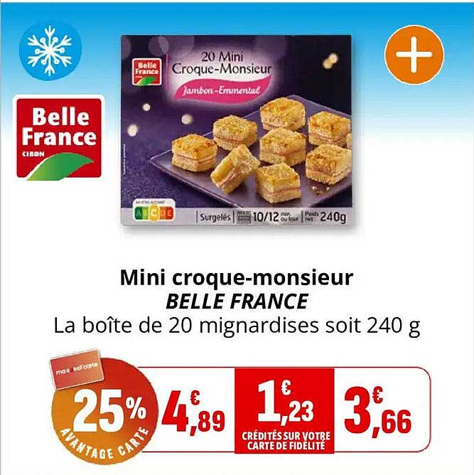 Mini croque-monsieur BELLE FRANCE La boîte de 20 mignardises soit 240 g