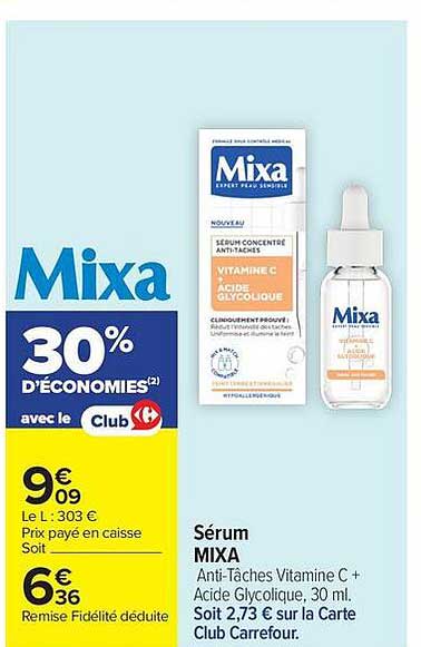 Mixa 30% d’économies avec le Club Carrefour