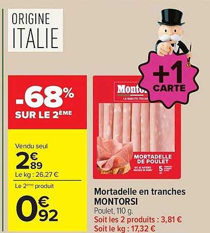MORTADELLE en tranches MONTORSI