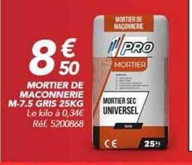 MORTIER DE MACONNERIE M-7.5 GRIS 25KG