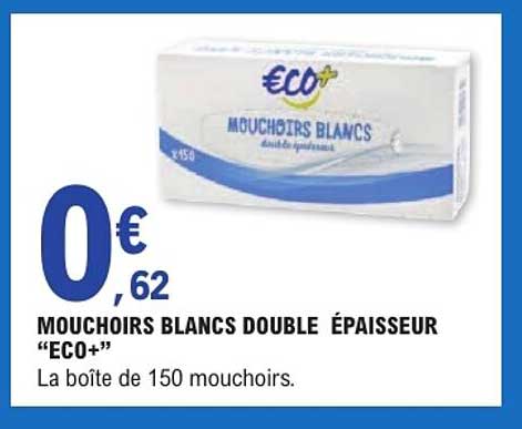 MOUCHOIRS BLANCS DOUBLE ÉPAISSEUR “ECO+”