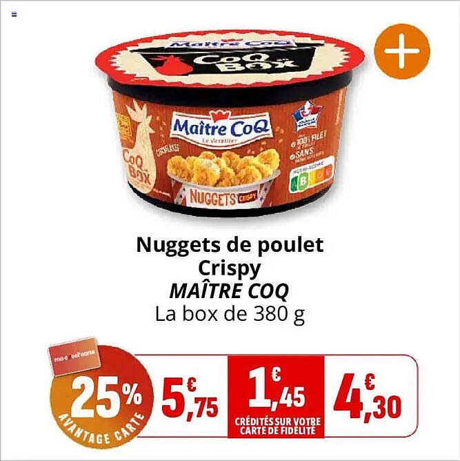 Nuggets de poulet Crispy MAÎTRE COQ La box de 380 g