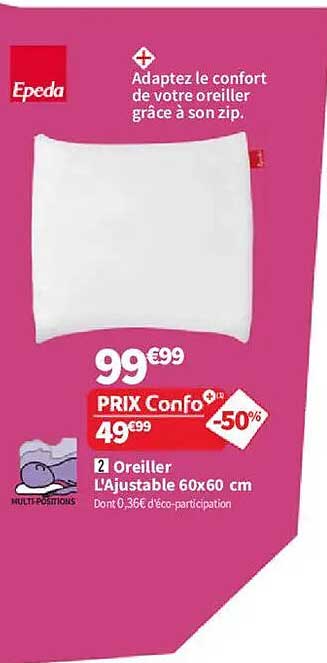 Oreiller L'Ajustable 60x60 cm