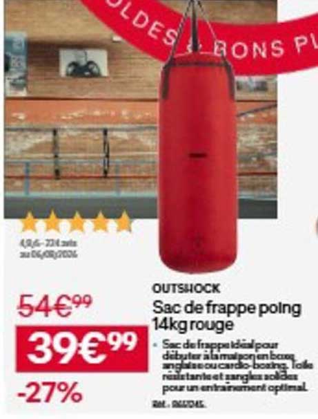OUTSHOCK Sac de frappe poing 14kg rouge