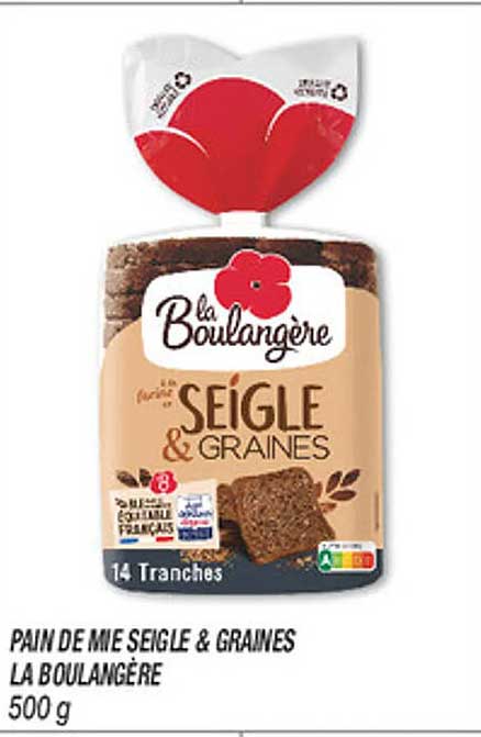 PAIN DE MIE SEIGLE & GRAINES LA BOULANGÈRE 500 g