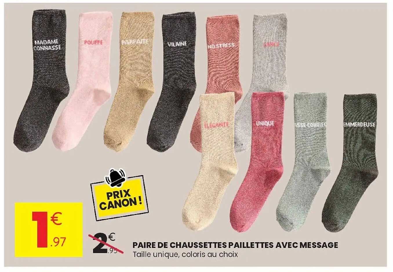 PAIRE DE CHAUSSETTES PAILLETTES AVEC MESSAGE
