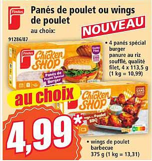 Panés de poulet ou wings de poulet au choix: NOUVEAU