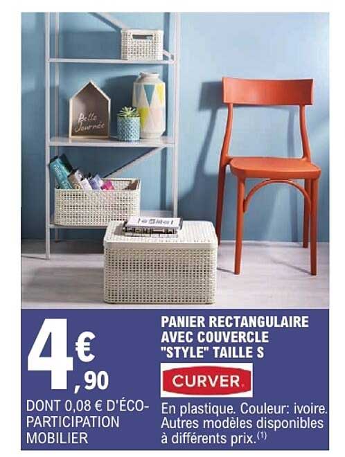 PANIER RECTANGULAIRE AVEC COUVERCLE "STYLE" TAILLE S CURVER