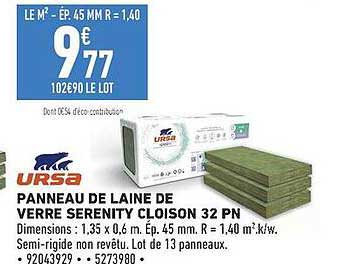 PANNEAU DE LAINE DE VERRE SERENITY CLOISON 32 PN
