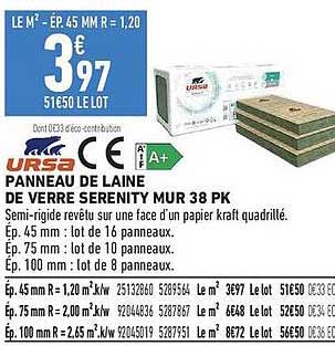Panneau de laine de verre Serenity Mur 38 PK
