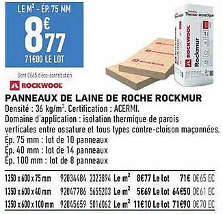 Panneaux de laine de roche Rockmur