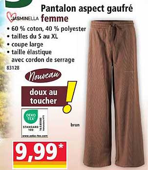 Pantalon aspect gaufré femme