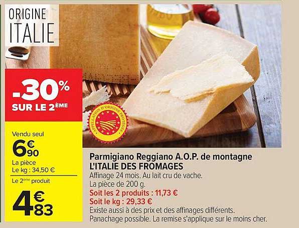 Parmigiano Reggiano A.O.P. de montagne L'ITALIE DES FROMAGES