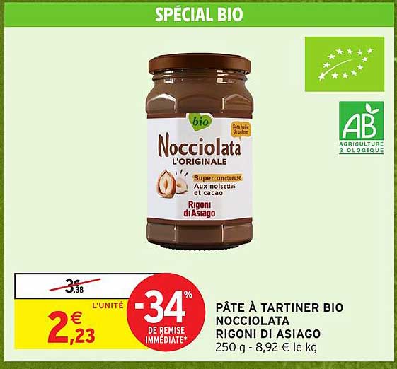 PÂTE À TARTINER BIO NOCCIOLATA RIGONI DI ASIAGO