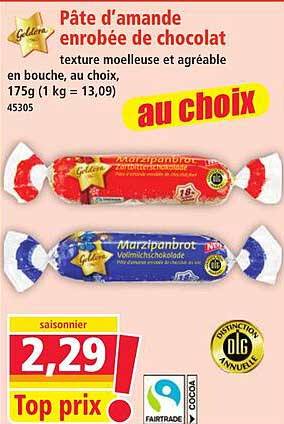 Pâte d'amande enrobée de chocolat